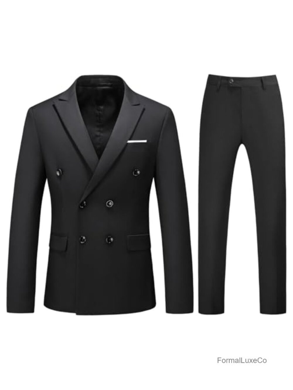 Men's Slim Fit Double Breasted 2-Piece Suit Set Wedding Tuxedo Blazer